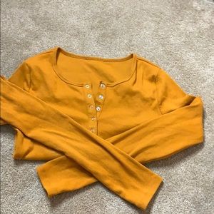 long sleeve mustard green shirt